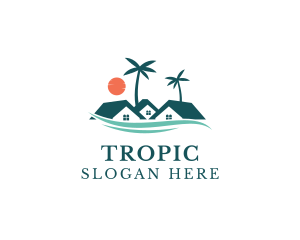 Tropical Beach Resort House logo design