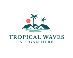 Tropical Beach Resort House logo design