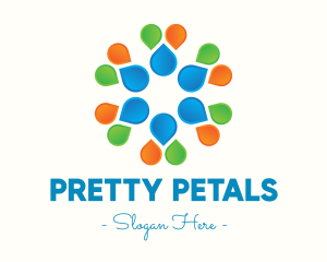 Multicolor Flower Petals logo design