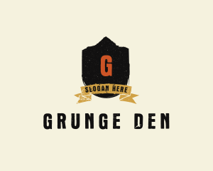 Grunge Crest Ribbon logo design