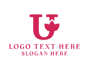 Pink Spa Letter U logo design