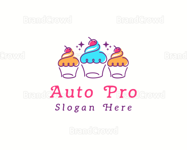 Cherry Cupcake Dessert Logo