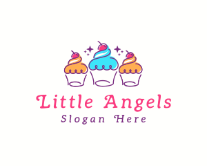 Cherry Cupcake Dessert Logo