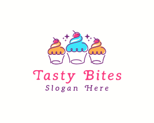 Delicious - Cherry Cupcake Dessert logo design