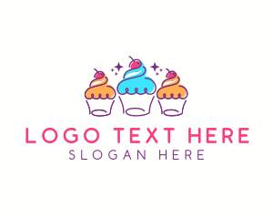 Cherry Cupcake Dessert Logo