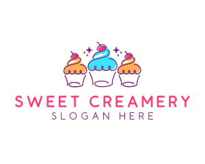 Cherry Cupcake Dessert logo design