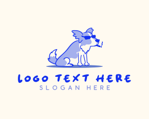 Handdrawn - Pet Dog Smoking logo design
