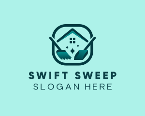 Square Broom Sweep Dust logo design