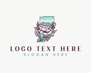 Indiana - Indiana Peony Flower logo design