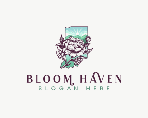 Indiana Peony Flower logo design