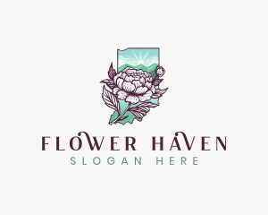 Indiana Peony Flower logo design