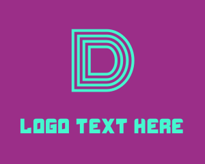 Uppercase - Neon Blue Letter D logo design
