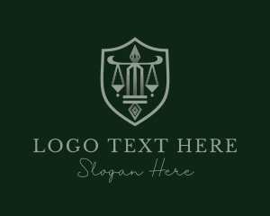 Judge - Legal Scale Pillar Shield logo design