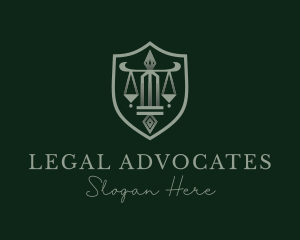 Legal Scale Pillar Shield logo design