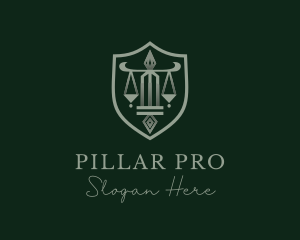 Legal Scale Pillar Shield logo design