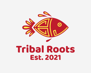 Aztec Tribal Fish  logo design