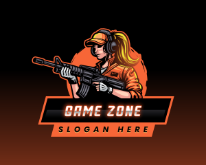 Gaming Female Tactical Gunner logo design