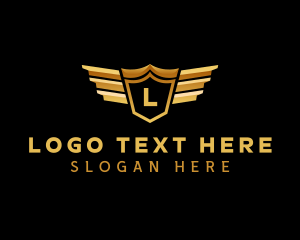 Gold - Aviation Shield Wings logo design
