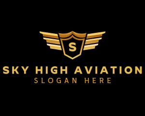 Aviation Shield Wings logo design