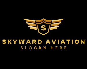 Aviation Shield Wings logo design