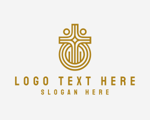 Theology - Golden Church Crucifix logo design