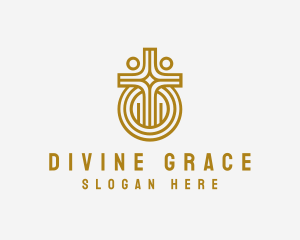 Golden Church Crucifix logo design