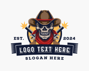 Firearm - Skull Cowboy Gaming logo design