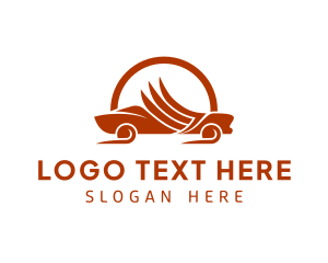 Car - Brown Car Wings logo design