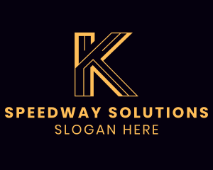 Roadway - Maze Road Path Map Letter K logo design