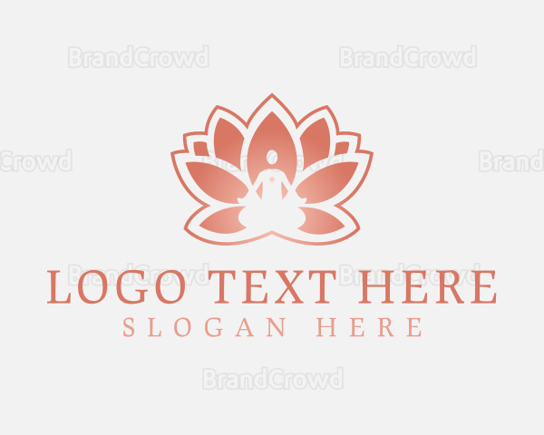 Sitting Lotus Heart Flower Logo