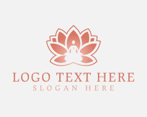 Calm - Sitting Lotus Heart Flower logo design