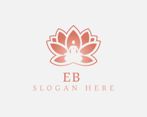 Sitting Lotus Heart Flower Logo