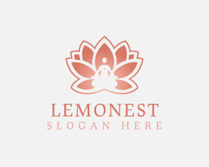 Sitting Lotus Heart Flower Logo