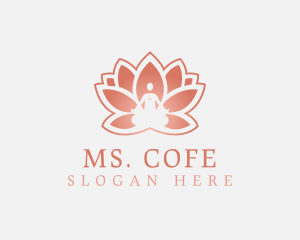 Sitting Lotus Heart Flower Logo