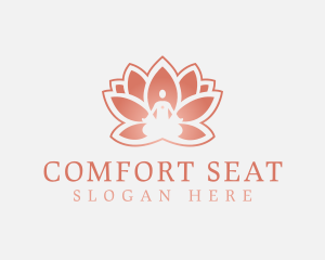 Sitting Lotus Heart Flower logo design