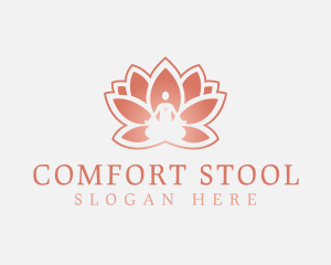 Sitting Lotus Heart Flower logo design