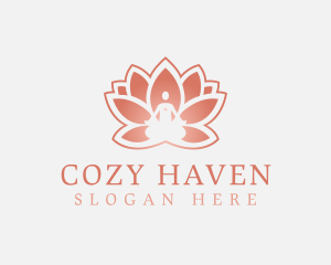 Comfort - Sitting Lotus Heart Flower logo design