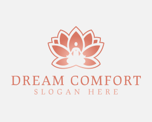 Sitting Lotus Heart Flower logo design