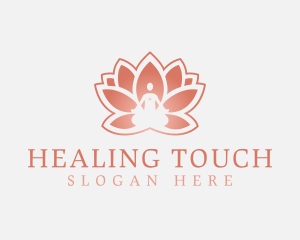 Sitting Lotus Heart Flower logo design