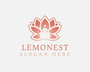 Treatment - Sitting Lotus Heart Flower logo design