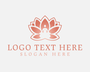 Healthy - Sitting Lotus Heart Flower logo design