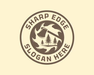 Axe Sawmill Lumberjack logo design