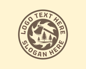 Tool - Axe Sawmill Lumberjack logo design