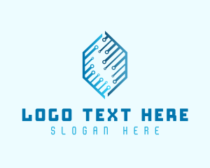 Technological - Blue Hexagon Circuit logo design