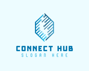 Blue Hexagon Circuit logo design