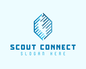 Blue Hexagon Circuit logo design