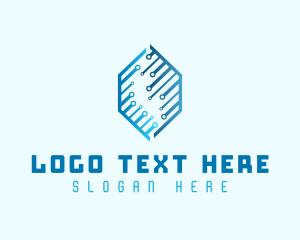 Circuitry - Blue Hexagon Circuit logo design