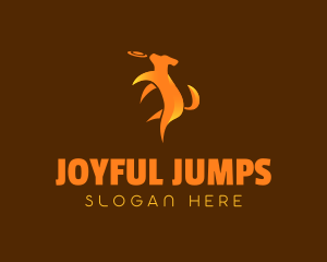 Pet Dog Jump Frisbee logo design