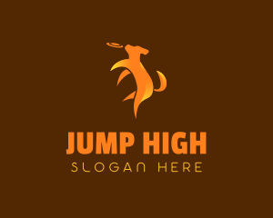 Pet Dog Jump Frisbee logo design