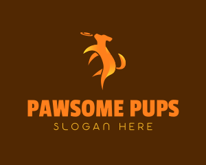 Pet Dog Jump Frisbee logo design